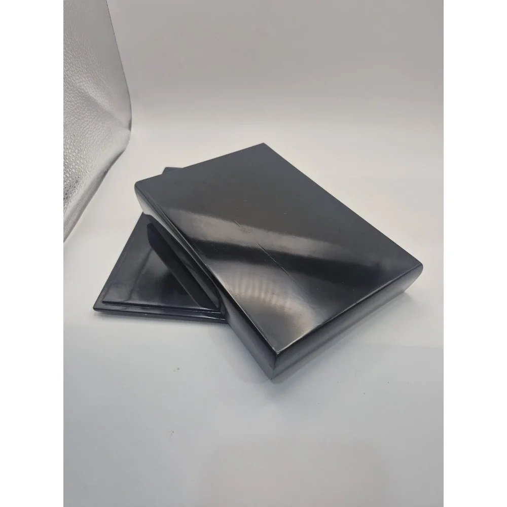 Laquerware Black Box With Painted Iris Design 7.25